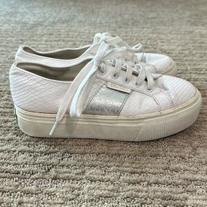 Platform white sneakers